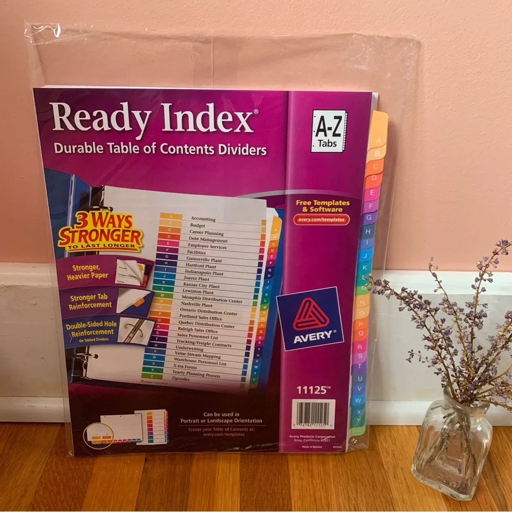 Avery Ready Index A-Z Color Coded Divider Sheets w/ Tabs No. 11225